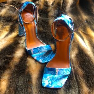 ASOS DESIGN Wide Fit Barely There Noelle Square Toe Heel Sandals in Marble